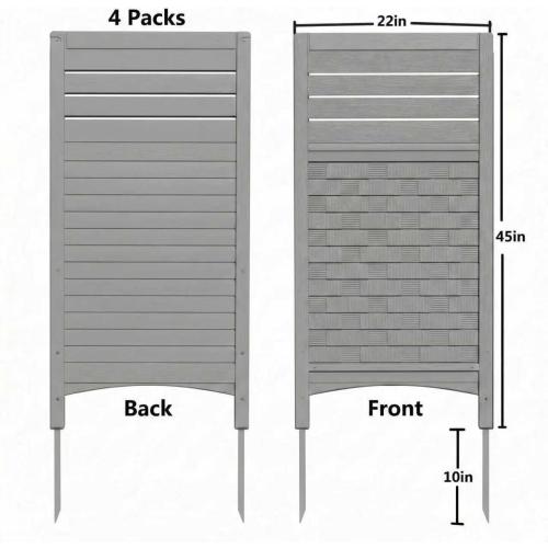 Mrosaa Outdoor Fence Privacy Panels,Resin Privacy Fence Panels for Outside,Air Conditioner/Trash Can/Pool Equipment Enclosure 4-Pack(Grey)