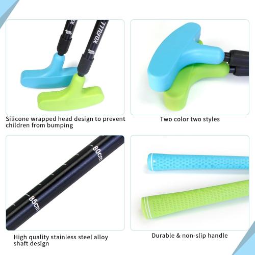 KOFULL 2 Pack Golf Putters for Men and Women Two Way Mini Golf Putter Adjustable Length Kids Putter for Right or Left Handed Suitable for Children, Teenagers, Adults
