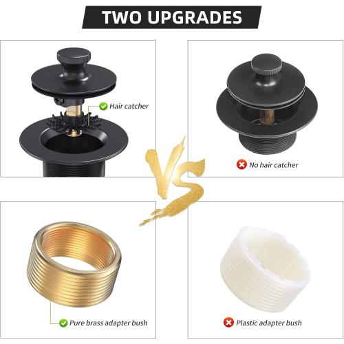 Citymoor Matte Black Tub Drain and Overflow Kit, Bath Tub Drain Stopper Set