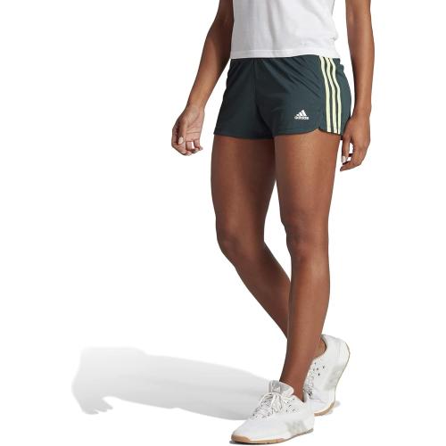 adidas Women's, XL, Green with light green strips Pacer 3-Stripes Knit Shorts