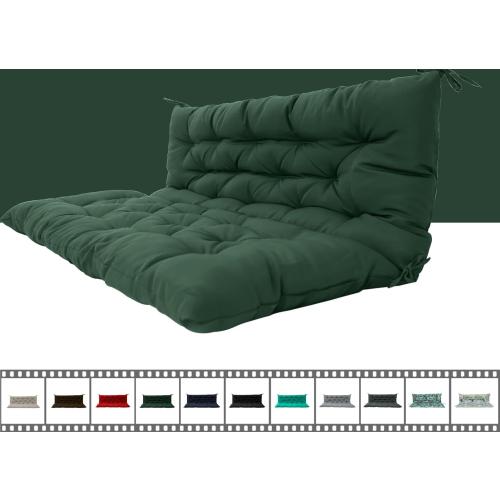 VKETU Porch Swing Cushion Three Seat, Waterproof Swing Cushions Replacement with Backrest, Outdoor Garden Furniture Patio 4 Thickened Cushions with Ties (Dark Green, 40x70in)