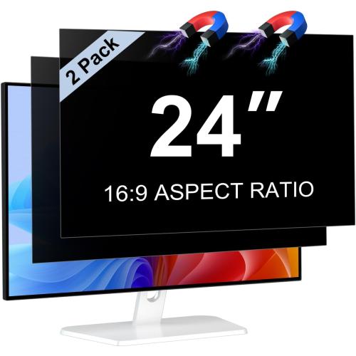 2-Pack 24 Inch Computer Privacy Screen Filter, Anti-Spy/Glare Protector Film for Widescreen Monitor with 16:9 Aspect Ratio (Computer Monitor 24 Inch)