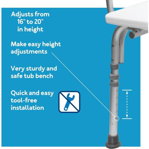 Carex Shower Bench and Shower Chair For Elderly and Disabled with Height Adjustable Legs, Tub Bench Converts to Right or Left Hand Entry, Shower Chair For Bathtub
