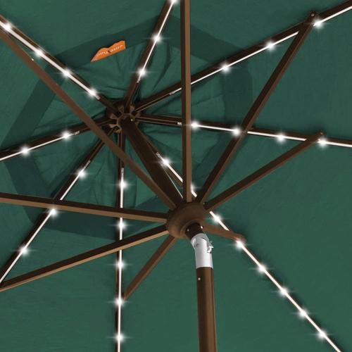 EliteShade USA 10-Year-Non-Fading Solar 9ft Market Umbrella with 80 LED Lights Patio Umbrellas Outdoor Table Umbrella with Ventilation
