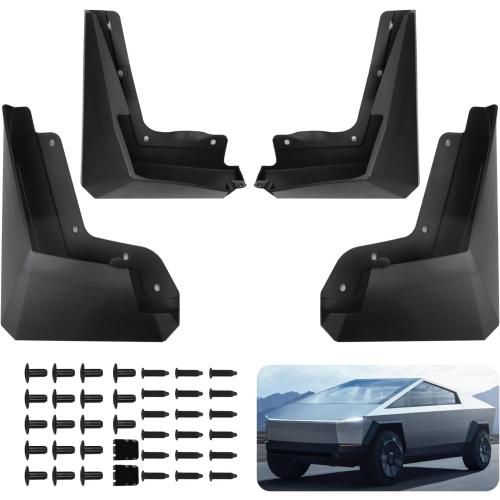 Mud Flaps Splash Guards Compatible with Tesla Cybertruck 2024 2025 Accessories Tire Protector Mudflaps All Weather No Need to Drill Holes Front & Rear Set of 4
