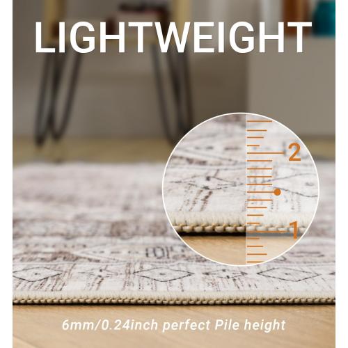 zesthome Size  8x10 Color White Area Rugs for Living Room,Non-Slip Backing Washable Rugs,Vintage Large Area Rug，Stain Resistant Home Decor Rug (Brown/Beige,8'x10')