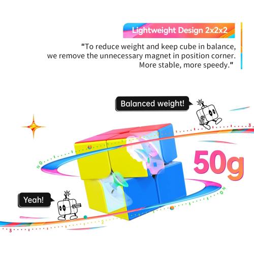 GAN 251 M Air, 2x2 Magnetic Speed Cube Stickerless 251 Mini Cube Puzzle Toy for Beginner(Frosted Surface Primary Internal)