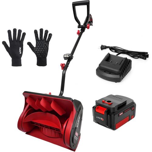 MZK Cordless Snow Shovel, 20V 13-Inch Battery Powered Snow Thrower, Battery Snow Blower with Directional Plate & Adjustable Front Handle(4.0Ah Li-ion Battery & Fast Charger Included)
