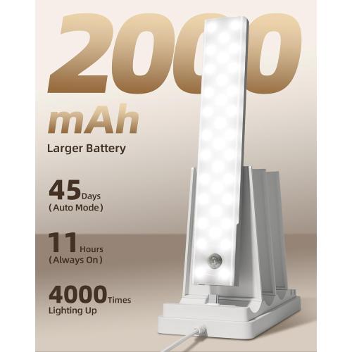 EZVALO 6-Pack Under Cabinet Lighting with Charging Station, 2000mAh Rechargeable Wireless Motion Sensor Lights, 3 Color Temps, Dimmable, Timer, Magnetic, with Remote Control for Kitchen, Closet, Stair