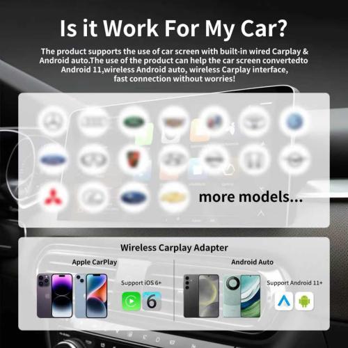 Wireless CarPlay Adapter for Android Auto - 3 in 1 Airplay Mirror Link Adapter Multi-User Seamless Connection Converts Wired to Wireless CarPlay Adapter - No Latency from iOS 10  to Screen w/USB-C