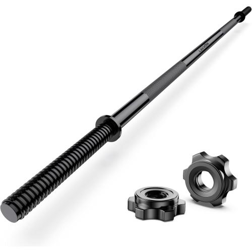 55 Weight Lifting Bar, 1 Standard Straight Barbell Bars for Weight lifting, Olympic Barbell Bar for Bench Press/Hip Thrusts/Squats/Lunges for Gym and Home, 2 Star Star-nuts (480lb Weight Capacity)