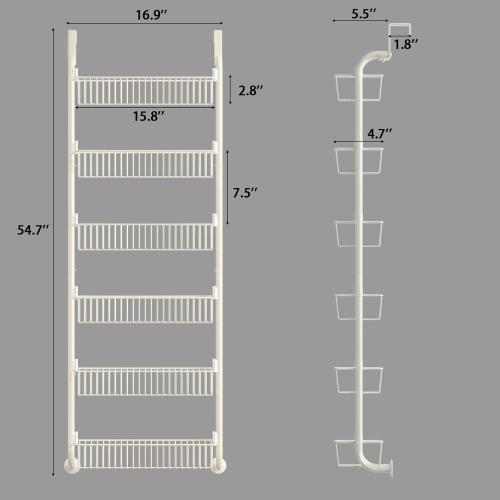 MIAOLI Over the Door Pantry Organizers and Storage, 6-Tier Spice Rack, Home & Kitchen Storage Shelves for Cabinet, Large Capacity Hanging Seasoning Organizer, Laundry Room Organization, White