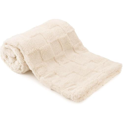 Plush Soft with Square Checkered Baby Blanket,Fleece Infant Toddler Blankets for Girls Boys,Warm Lightweight Breathable Newborn Receiving Blankets for Crib Stroller 30×39(Beige,Square)