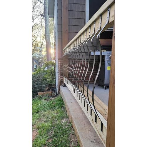 Deck Balusters 32-1/4 Inches Heavy Duty Iron Deck Balusters with Screws 51 Pack Metal Deck Spindles Balusters Iron Deck Spindles， Wave Arc Baluster for Outdoor Stair Deck Porch