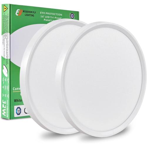 2PK 16 COLOR BLACK LED Flush Mount Ceiling Light, 32W, 3480LM, 3000K/4000K/6000K CCT Selectable, Round Flat Panel Light Low Profile Ceiling Fitures for Hallway, Kitchen, Bedroom, Laundry Room
