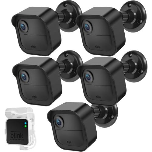 Blink Outdoor Camera Wall Mount Compatible with 4 (Newest Model)& 4th Gen,5 Pack Weatherproof Protective Housing,360 Degree Adjustable with Blink Sync Module 2 Outlet Mount for Blink Camera System