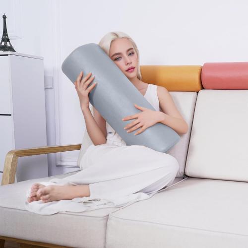 2 Pack Neck Roll Pillow, High-Density Foam Cylinder Bolster Pillow for Neck, Back & Lumbar Support, Ergonomic Round Pillow for Side Sleepers, Sleeping (7.9''x23.6'' Medium Grey)