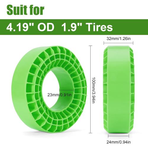 INJORA Silicone Rubber Inserts Foam for 106-108mm 1.9 Tires(Small Green)
