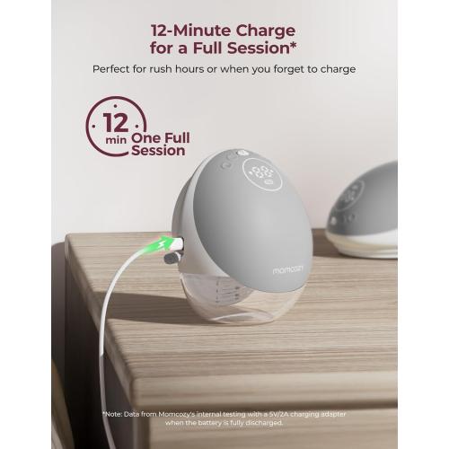 Momcozy Breast Pump Hands Free Upgraded Mobile Flow | M9, App Discreet Control with Personalized Multi-Modes & 15 Levels, Wearable Breast Pump 24mm, 2 Pack Gray