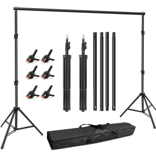 Size 10x7ft ( Hemmotop Photo Backdrop Stand, WxH) Background Stand for Photoshoot, Adjustable Backdrops Support kit with Carry Bag for Parties, Photography, Projector Screen, Wedding, Decoration, Balloons