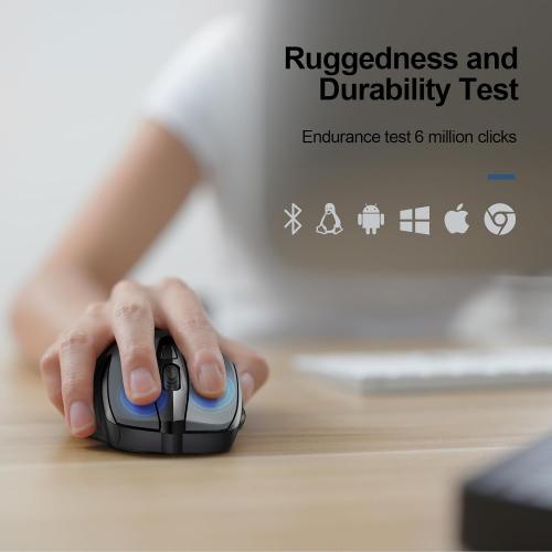 TECKNET Wireless Mouse, BT 5.0/2.4G, Silent 4800 DPI 6 Buttons, Grey