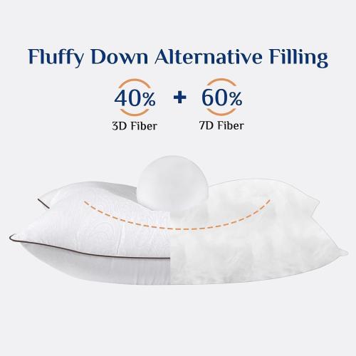 JOLLYVOGUE Pillows Queen Size Set of 2 for Sleeping, Soft and Supportive Bed Pillow with Down Alternative Filling for Side and Back Sleepers, Hotel Collection