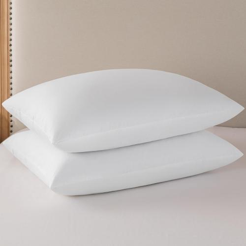 basic home® Queen Size Goose Feather & Down Bed Pillow - 100% Odorless Sleep Pillow for Neck Support & Cooling Comfort - 233TC Cotton Cover with Anti-Poke Liner Queen 20x28 inch