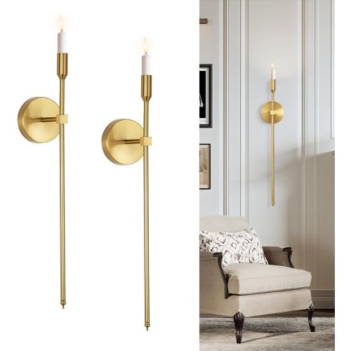 Gold Candle Sconces Long Wall Candle Holder, Set of 2 Large Wall Candle Sconce Modern Chic Home Decor for Bedroom, Dining Room, Living Room 23