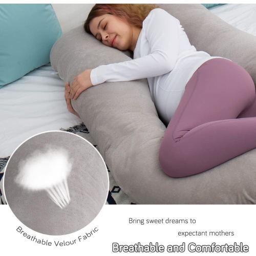 AMCATON 60 Inch Pregnancy Pillows for Sleeping, Extra Large U Shaped Body Pillow, Pregnancy Pillow, Maternity Pillow for Pregnant Women with Velour Cover (Grey)