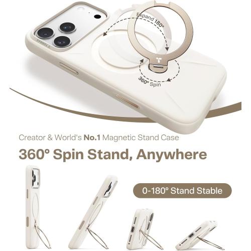 TORRAS Q3 Silicone for iPhone 17 Pro Max Case Magnetic Stand Ivory Gold