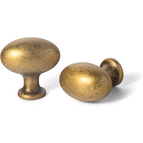 5 PCS Goo-Ki 1.2Inch(36MM) Oval Antique Brass Cabinet Knobs, Zinc Alloy for Drawer Knobs for Dresser Cupboard Wardrobe