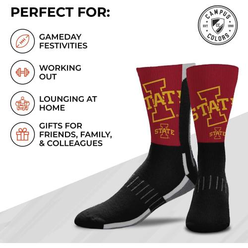 2 Pack Size LG For Bare Feet NCAA Adult State and University Crew Socks - Polyester blend - Unisex - High-performance socks provide