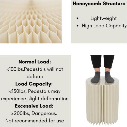 Cylinder Stands for Party, Shape&Use 5PCS Round Cream White Pedestal Display Stands, Foldable Cardboard Columns for Wedding, Birthday, Anniversary Decor, 11.8in Dia. (15.7*2/23.6/31.5*2in H) with Storage Bag