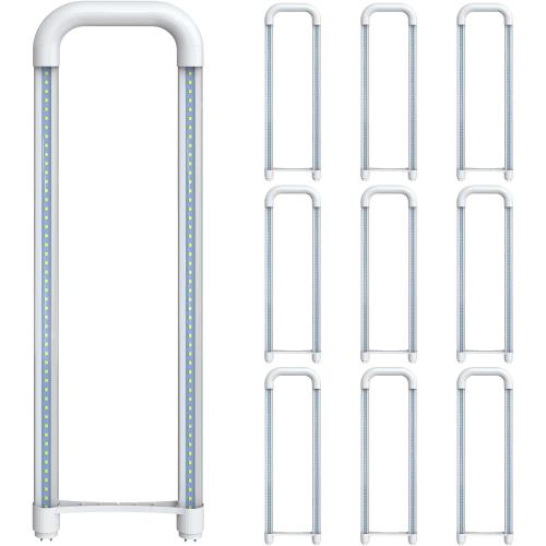Romwish U Shaped LED Tube Lights, T8 T12, 18W(40W Equiv.), 6000K Super Bright, 2400LM, Fluorescent Light Tube Replacement, Ballast Bypass, Dual-Ended Powered, Shatterproof, 10 Pack