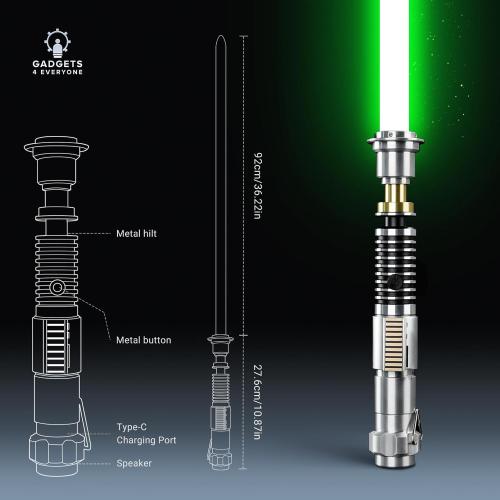 SaberLabs Lightsaber with Bluetooth App, Smooth Swing, 16 Sound Fonts, 3 Light Effects, Infinite Color Change and Motion Control. Light Saber for Adults and Cosplay. (RGB-LS)