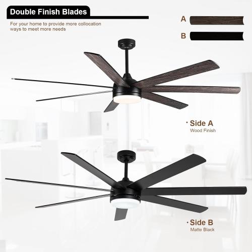 72 Inch Ceiling Fans with Lights and Remote,Large Ceiling Fan with 7 Blades,Reversible, Dimmable,Indoor and Outdoor Ceiling Fan with 12 and 18 Downrods for Bedroom, Living Room, Patio