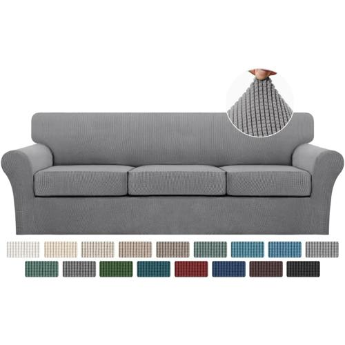 Turquoize 4 Piece Sofa Covers for 3 Cushion Couch Sofa Slipcover Soft Couch Cover for Dogs-Washable Sofa Furniture Covers with 3 Individual Large Cushion Covers (XL Sofa, Dove)
