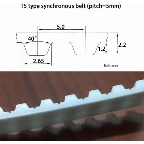 Generic T5 Timing Belt, Width 15mm, Pitch 5mm, 2 Meters (6.6ft) PU Polyurethane with Steel Core White Open Belt, T5 Synchronous Belt for 3D Printer, Lathe Belt Replacement