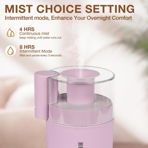Portable Mini Humidifier, 180ml USB Cool Mist Small Humidifiers for Bedroom, Personal Desktop Humidification for Car Office Travel & Indoor Plants(Pink)
