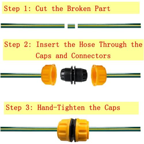 Garden Hose Repair Kit 3/4 or 5/8 Water Hose Connectors/Hose Mender/Hose Extender End Repair, Leakproof Design, 3PCS