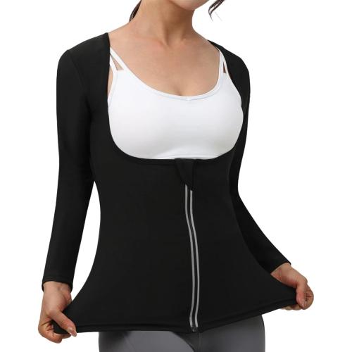One Size Suit for Women Weight Loss Shirt for Women Sweat Suit Waist Trainer Vest Fitness Body Shaper Zipper
