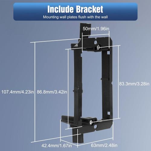 VCE Brush Wall Plate Cable Pass Through with Bracket, White, 2-Pack