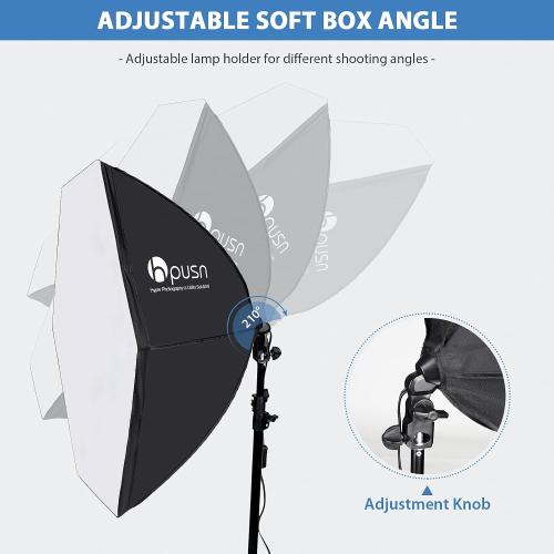 HPUSN Softbox Photography Lighting Kit, 30X30 Softbox Lighting Kit, 2pcs E27 Socket 5400K LED Bulb, Photo Studio Light for Portrait Lighting, Photography/Video Recording/Live Streaming/YouTube