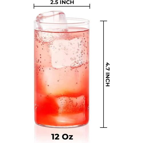 Borosil VCL350 Vision Classic [Set of 6] Premium Clear Lightweight & Durable Drinkware, Odor Resistant, Dishwasher Safe - For Water, Juice, Beer, Wine, and Cocktails |12 Ounce Cups