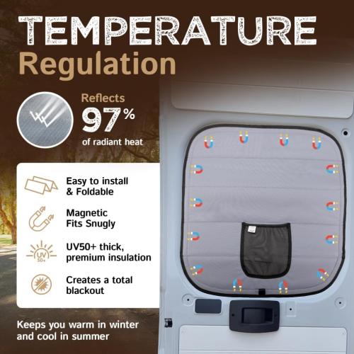 Living in a Bubble Insulated Blackout Window Covers for RAM Promaster 2014-Current (Rear Door 2014-Current)