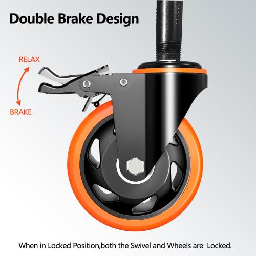 4 inch Stem Caster Wheels 2000lbs, Threaded Stem Casters Set of 4 Heavy Duty,3/8-16 x 1(Stem Diameter 3/8, Length 1), Safety Dual Locking Caster, Industrial Castor Wheels for Cart,Furniture