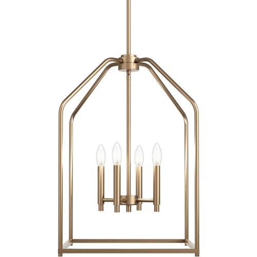 Gold Kichler Madden 4 Light Pendant in Champagne Bronze, Soft Modern Fixture, for an Entryway, Breakfast Nook, Laundry Room, 52722CPZ