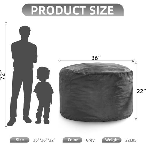 Hobestluk 3FT Bean Bag Chair Giant Bean Bag Chairs for Adults Large Bean Chairs with Removable Cover, Beanbag Chair with Filler, Adult Bean Bag Chairs for Living Room, Bedroom
