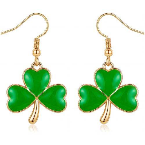 St Patricks Day Earrings for Women,Shamrock Clover Green Earrings Saint Patricks Day Decorations Irish Handmade Lucky Four Leaf Dangle Earring St. Patrick's Day Accessory Holiday Jewelry Gift