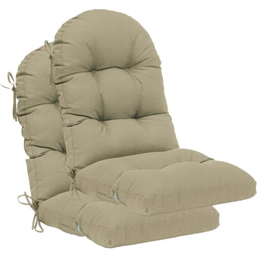 QILLOWAY Outdoor High Back Chair Cushion for Adirondack, All Weather Rocking Chair Cushions Thick Padded Replacement for Patio Furniture Set of 2,Beige